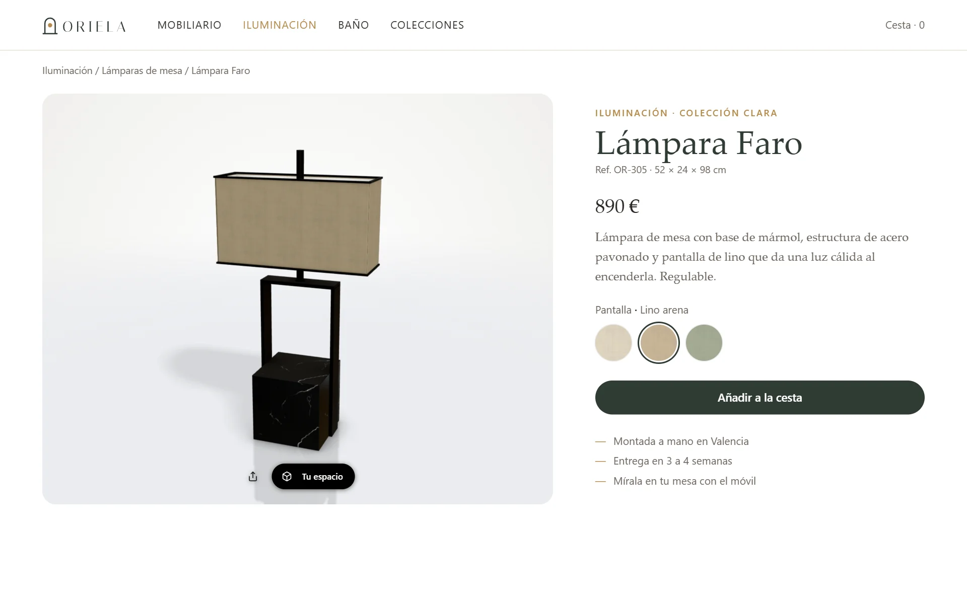 El visor ya pegado en la ficha de producto de una tienda